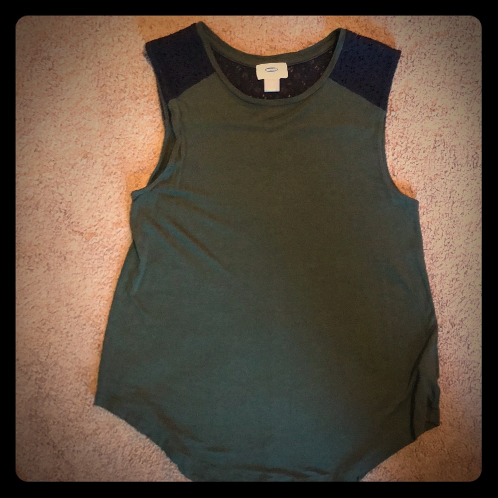 Green tank with lace detail